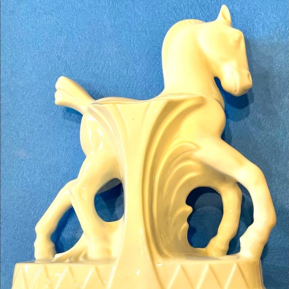 Asian White Ceramic Vintage Horse Planter